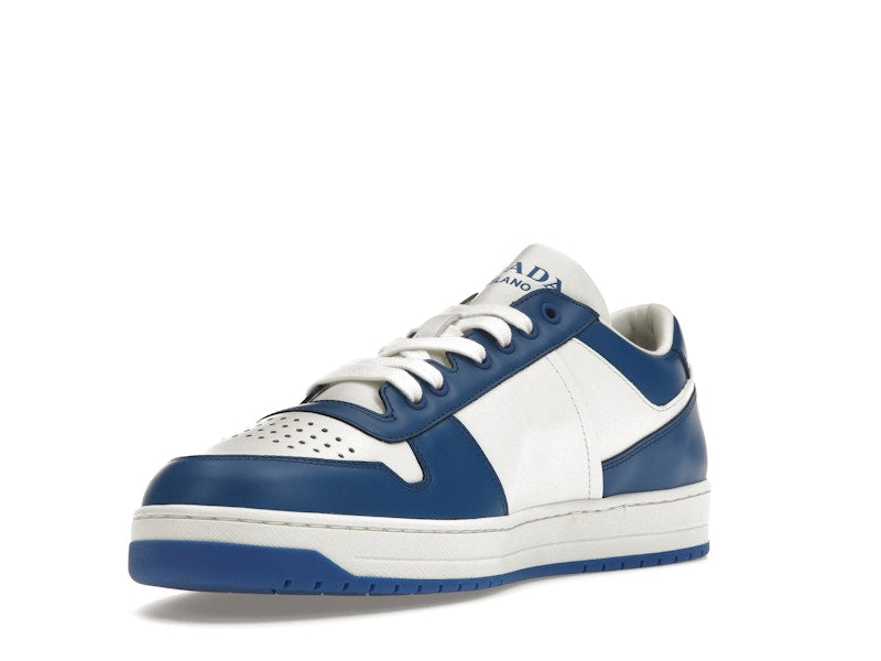 Prada Downtown Low Top Sneakers Leather White Cobalt Blue