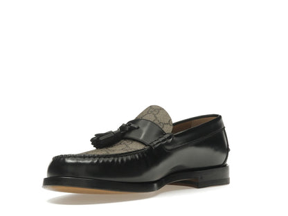 Gucci Tassel GG Canvas Loafers Black Ebony