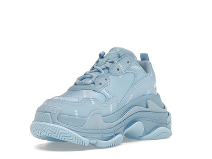 Balenciaga All Over Logo Triple S Blue Grey (Women's)