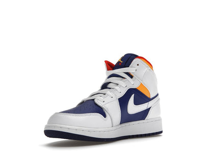 Jordan 1 Mid White Laser Orange Deep Royal Blue (GS)