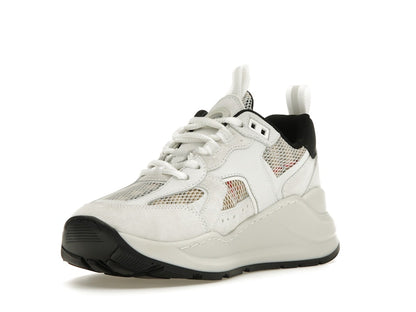 Burberry Logo Print Leather, Suede and Check Mesh Sneakers Archive Beige White (Women's)