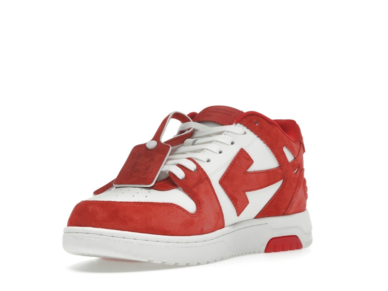 OFF-WHITE Out Of Office "OOO" Low Tops Brick Red White Suede