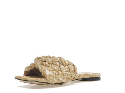Bottega Veneta Raffia Stretch Flat Sandals Macadamia (Women's)