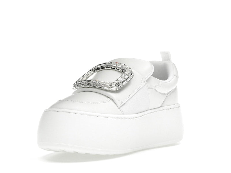 Roger Vivier Viv' Up White Crystal Buckle (Women's)