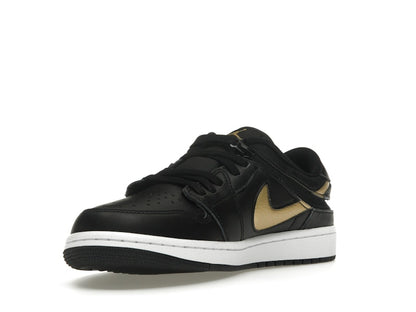 Jordan 1 Low FlyEase Black White Metallic Gold