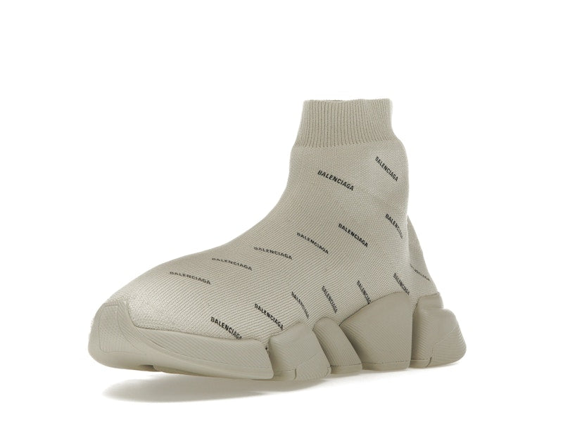 Balenciaga All Over Logo Speed 2.0 Beige