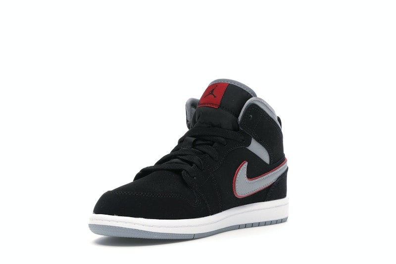 Jordan 1 Mid Black Particle Grey Gym Red (PS)