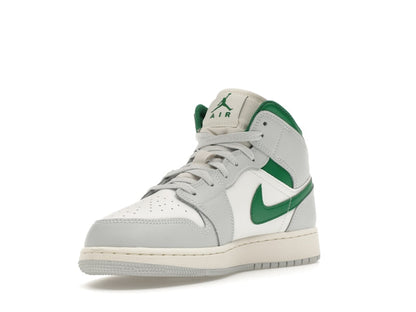 Jordan 1 Mid White Pure Platinum Pine Green (GS)