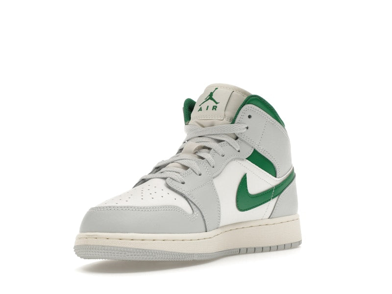 Jordan 1 Mid White Pure Platinum Pine Green (GS)