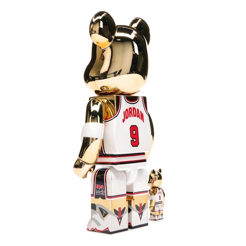 Bearbrick Michael Jordan 1992 Team USA (Dream Team) 100% & 400% Set Gold Chrome