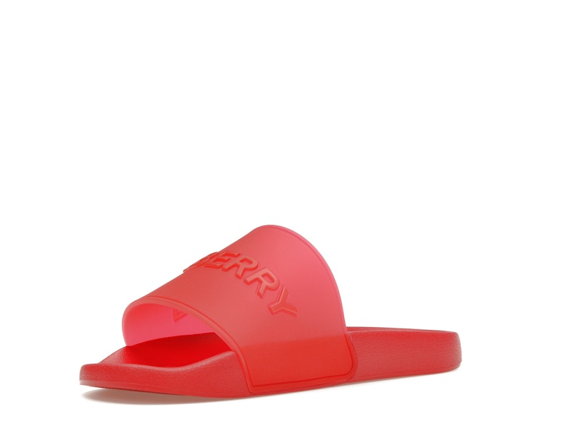 Burberry Embossed Logo Slides Bright Red