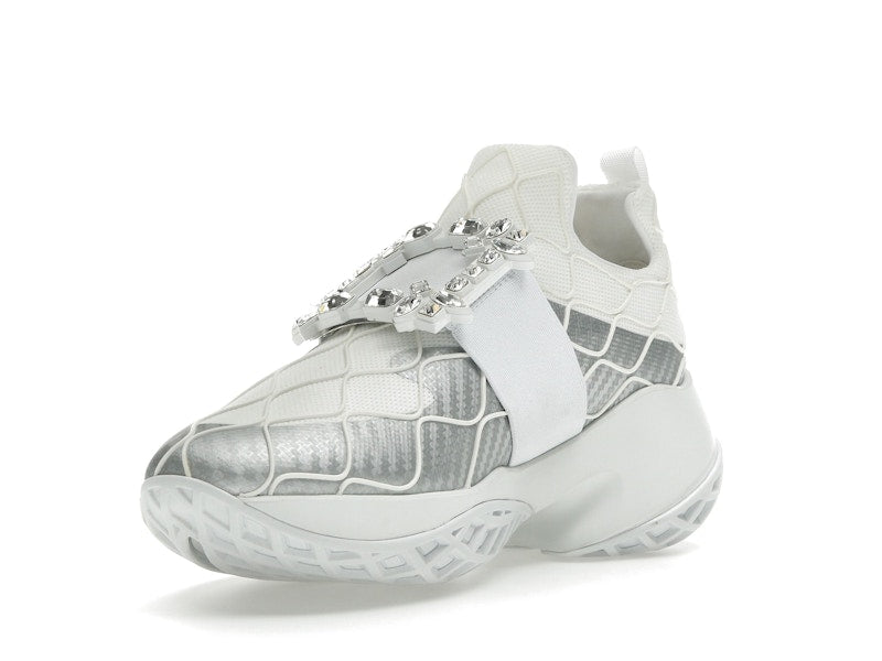 Roger Vivier Viv' Run Fabric Silver Crystal Buckle (Women's)