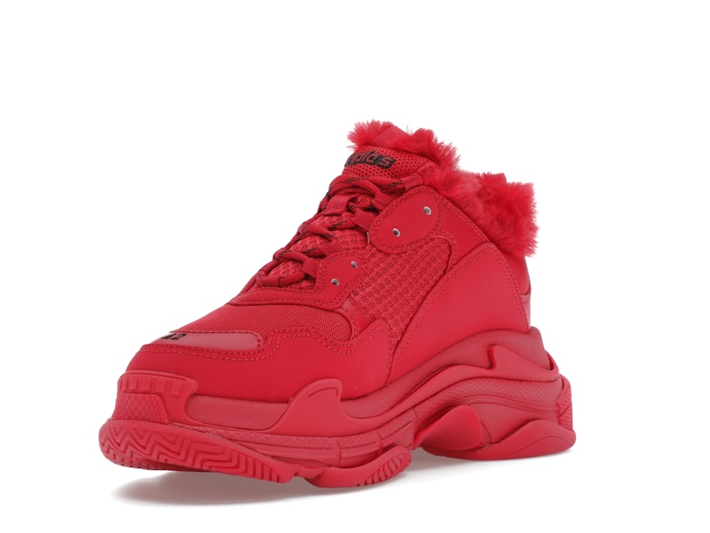 Balenciaga Triple S Faux Fur Burgundy