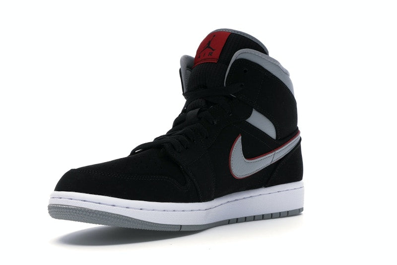Jordan 1 Mid Black Particle Grey Gym Red