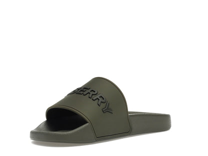 Burberry Embossed Logo Slides Dark Fern Green Black
