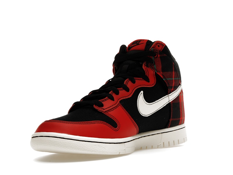 Nike Dunk High SE Tartan Plaid Black University Red