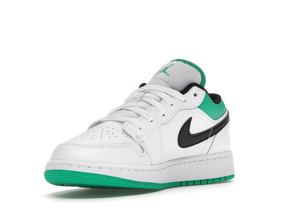 Jordan 1 Low White Lucky Green Tumbled Leather (GS)