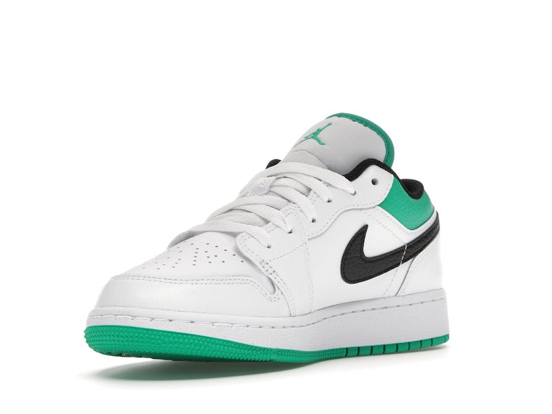 Jordan 1 Low White Lucky Green Tumbled Leather (GS)