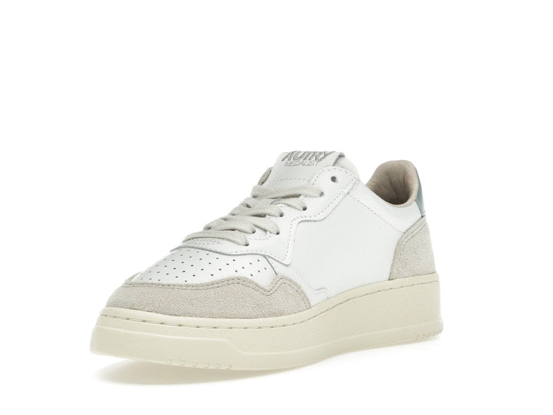 Autry Medalist Leather Low White Silver Blue Beige (Women's)