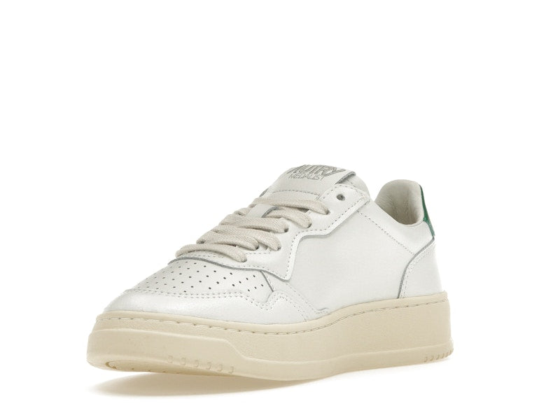 Autry Medalist Leather Low White Green (Women's)