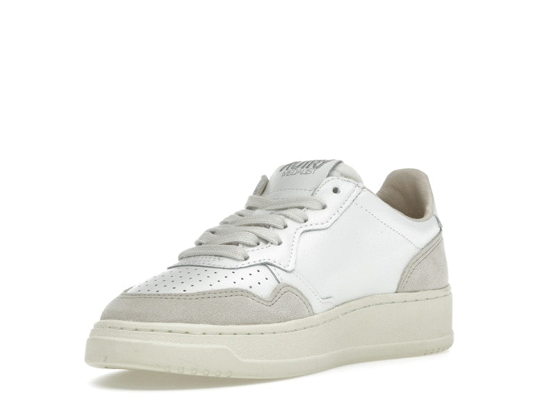 Autry Medalist Leather Low White Beige Suede (Women's)