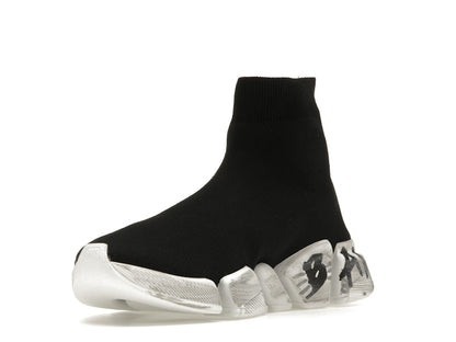 Balenciaga Speed 2.0 Graffiti Recycled Knit Black White