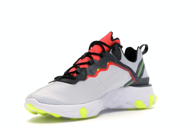 Nike React Element 55 Pure Platinum Bright Crimson Volt