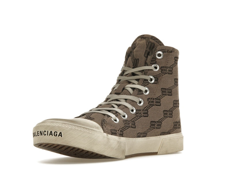 Balenciaga Paris High Top BB Monogram Dark Beige Brown