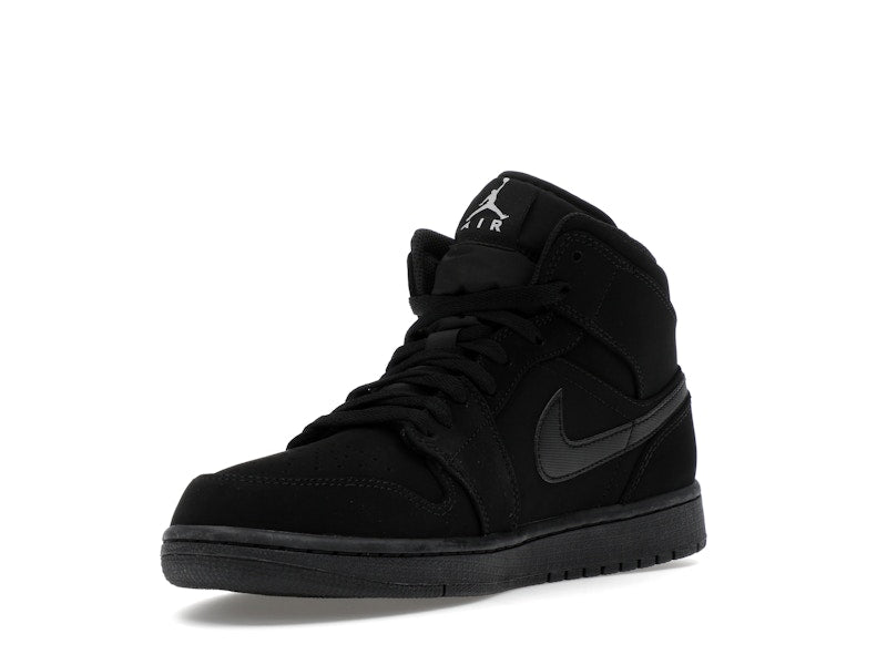 Jordan 1 Mid Black Black White