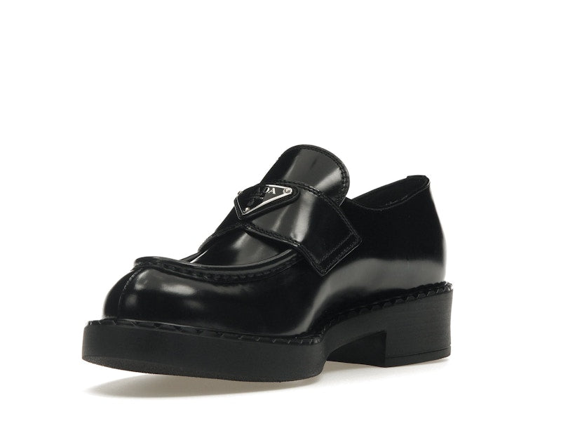 Prada Chocolate 50mm Loafer Black Brushed Leather