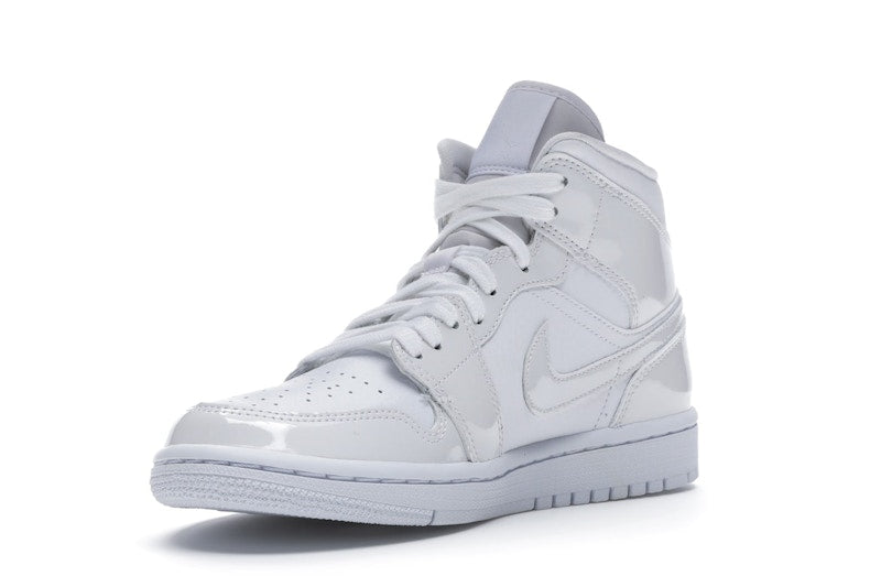 Jordan 1 Mid Triple White Patent Swoosh (Women's)