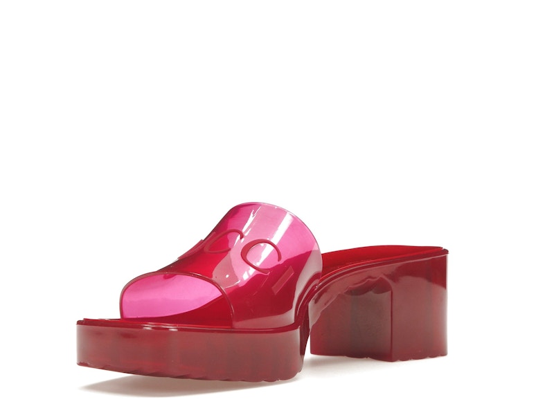 Gucci 60mm Slide Sandal Hibiscus Red Rubber