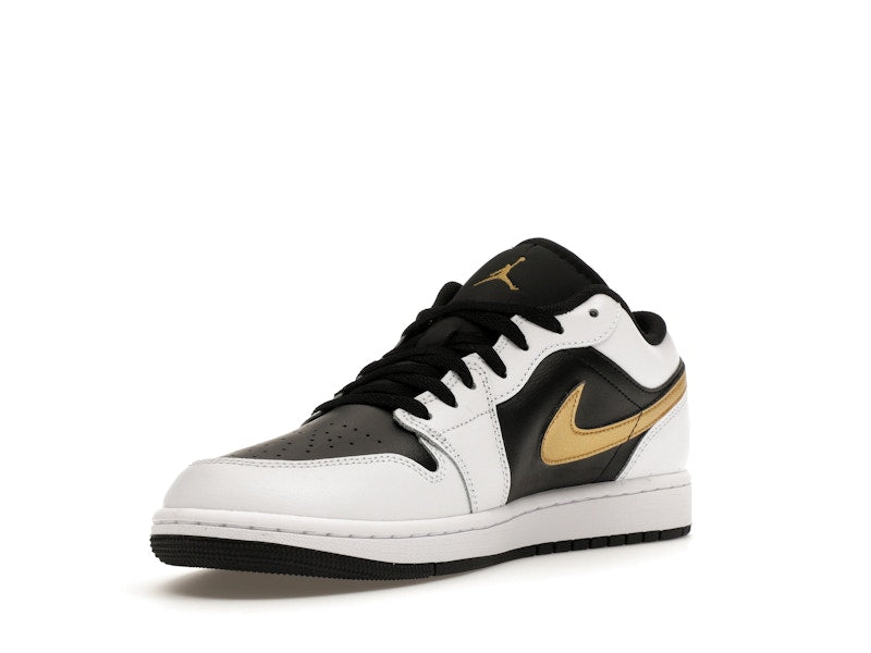 Jordan 1 Low White Black Metallic Gold Swoosh