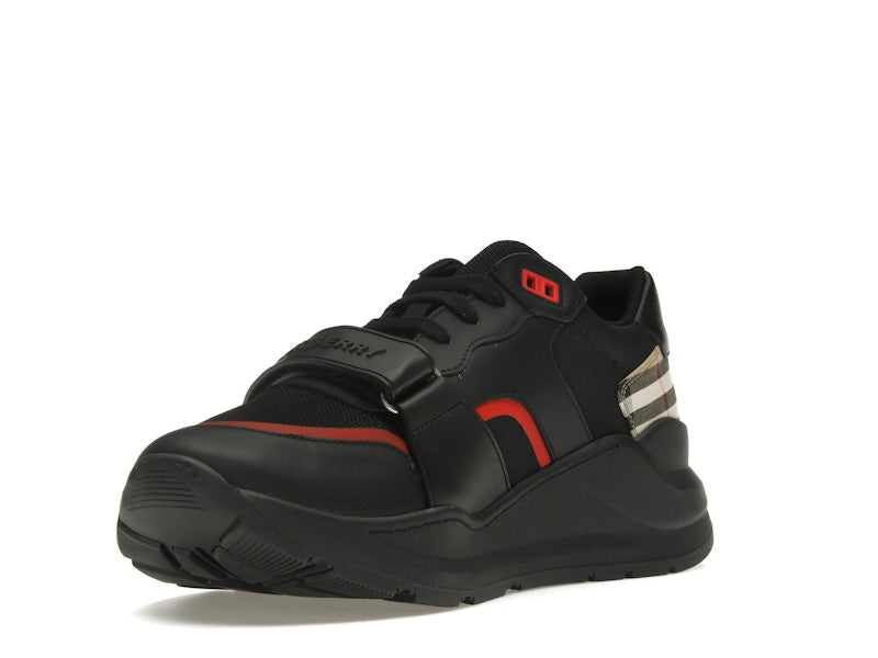Burberry Check Suede Leather Sneakers Vintage Check-print Black