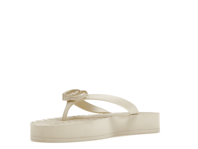 Gucci Chevron Thong Sandal White Rubber