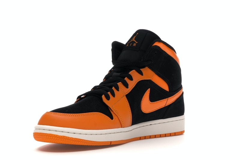 Jordan 1 Mid Black Orange Peel