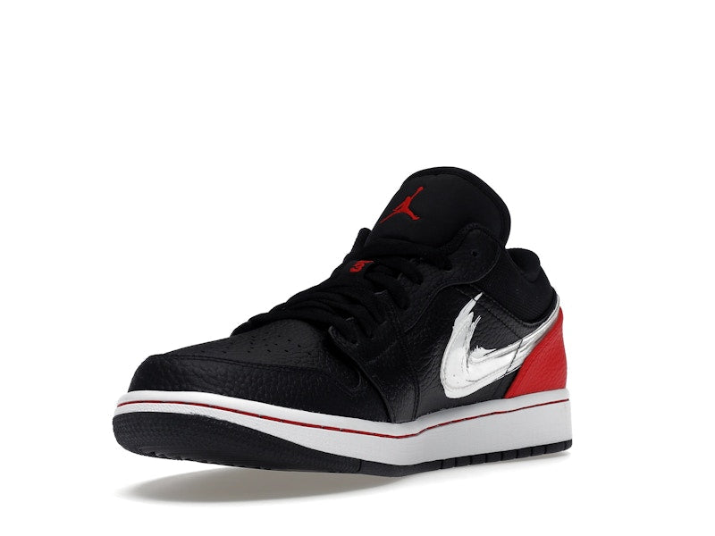 Jordan 1 Low Brushstroke Swoosh Black