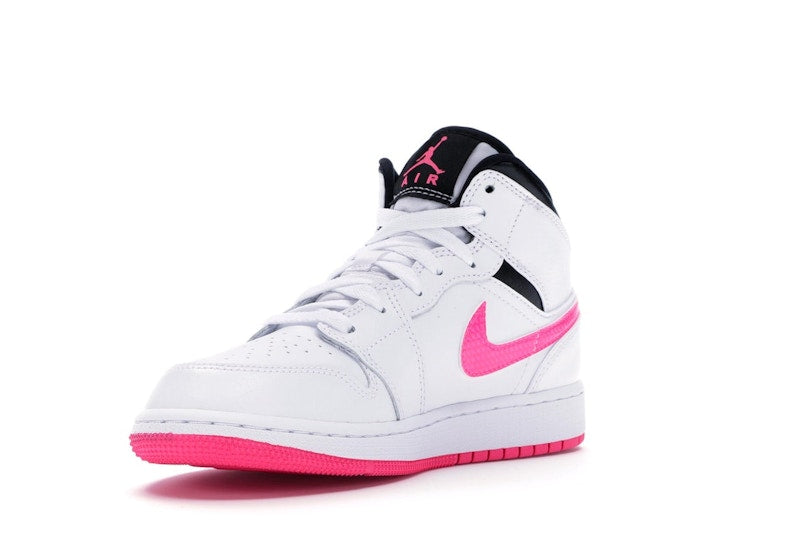Jordan 1 Mid White Black Hyper Pink (GS)