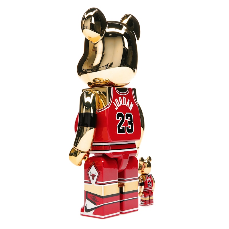 Bearbrick Michael Jordan 1985 Rookie Jersey 100% & 400% Set Gold Chrome