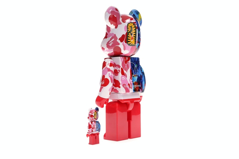 Bearbrick x Bape x Mika Ninagawa Shark 100% & 400% Set Pink