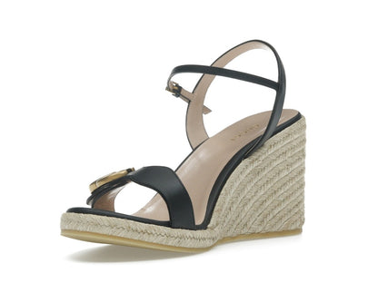 Gucci Double G 95mm Platform Espadrille Black Leather
