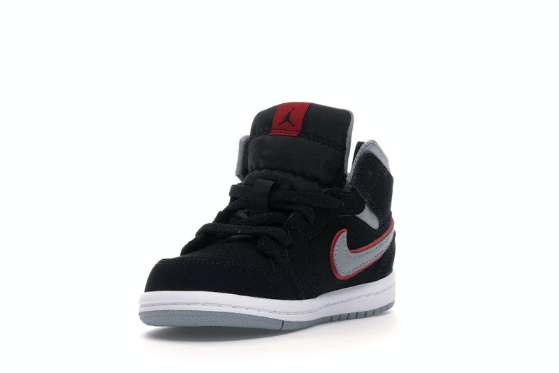 Jordan 1 Mid Black Particle Grey Gym Red (TD)