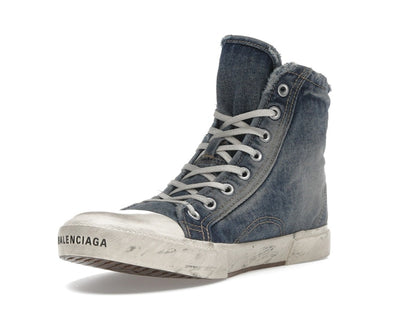 Balenciaga Paris High Top Blue Destroyed Denim