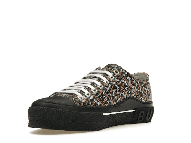 Burberry Monogram Pattern Low Top Black Orange Canvas