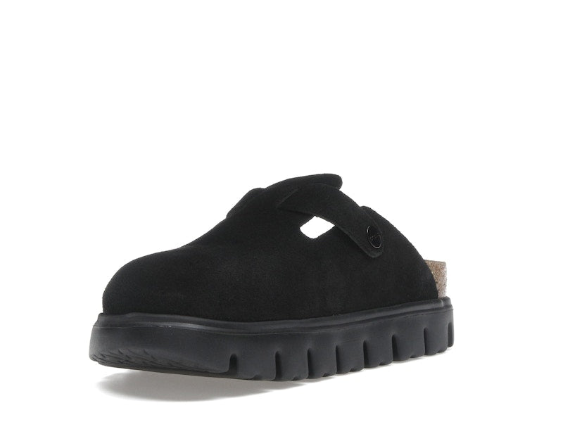 Birkenstock Boston Chunky Suede Black Black Sole (Narrow) (Women's)