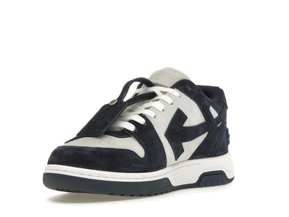 OFF-WHITE Out Of Office OOO Low Tops White Navy Blue Suede