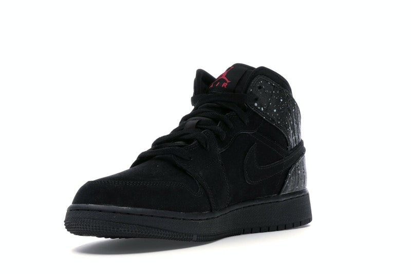 Jordan 1 Mid Black Rush Pink White Splatter (GS)