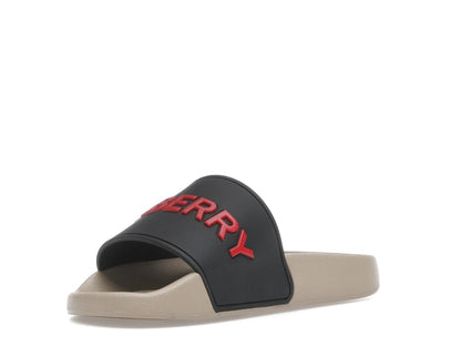 Burberry Embossed Logo Slide Black Red Tan (Women's)