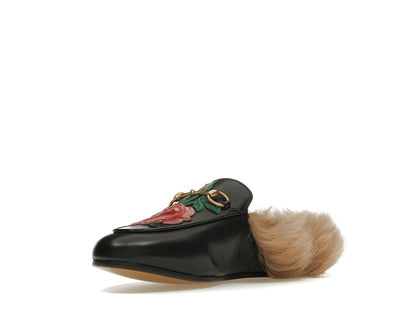 Gucci Floral Embroidered Princetown Mules Black (Women's)