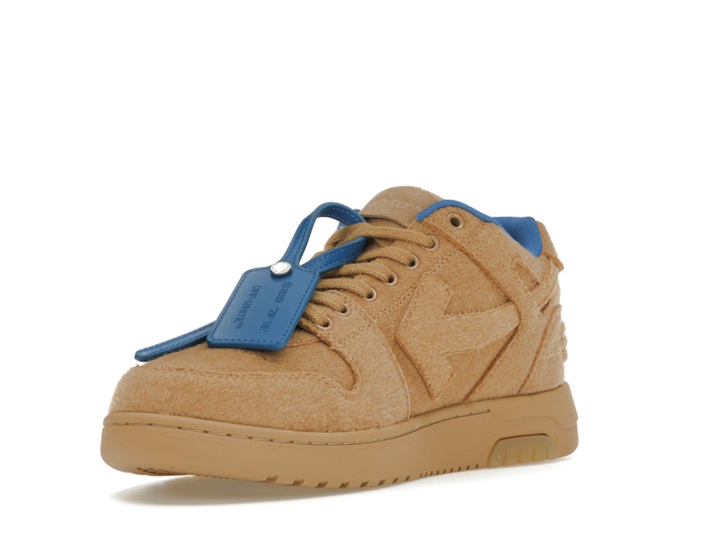 OFF-WHITE Out Of Office OOO Low Tops Camel Blue Wool